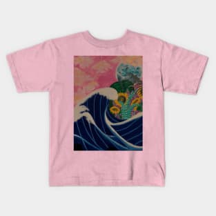 Waves engulfing sunflowers and the Moonlight Kids T-Shirt